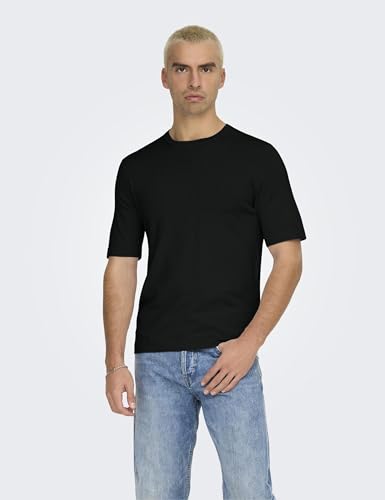 Only & Sons T-shirt Uomo Cotone Nero Stella Bianca M