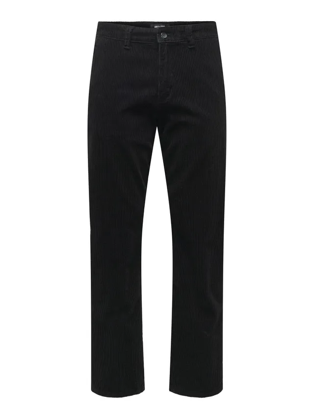 ONLY & SONS velluto pantaloni uomo nero 28W/32L larga