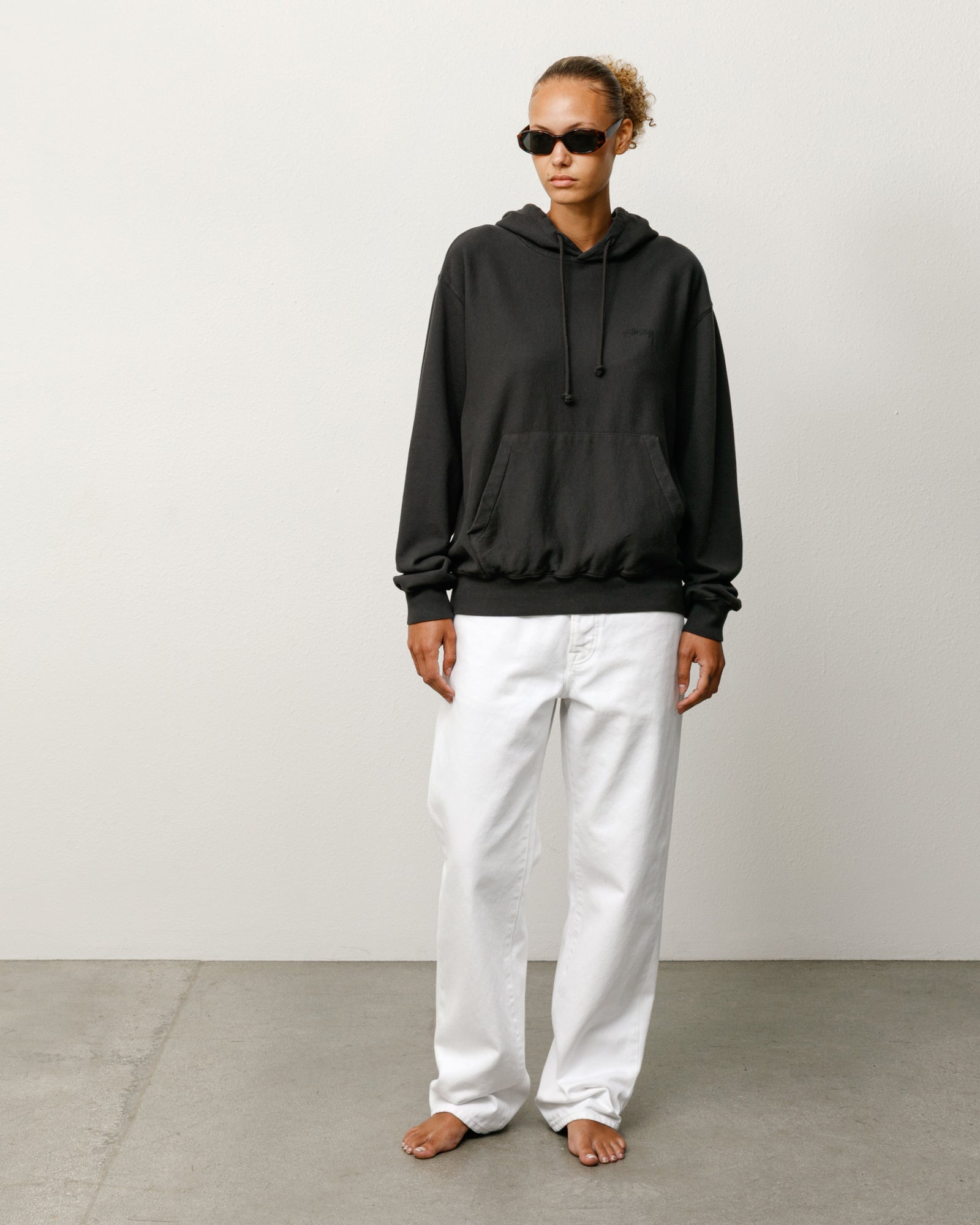 Stussy Terry Hoodie Felpa Nera Cotone Leggero