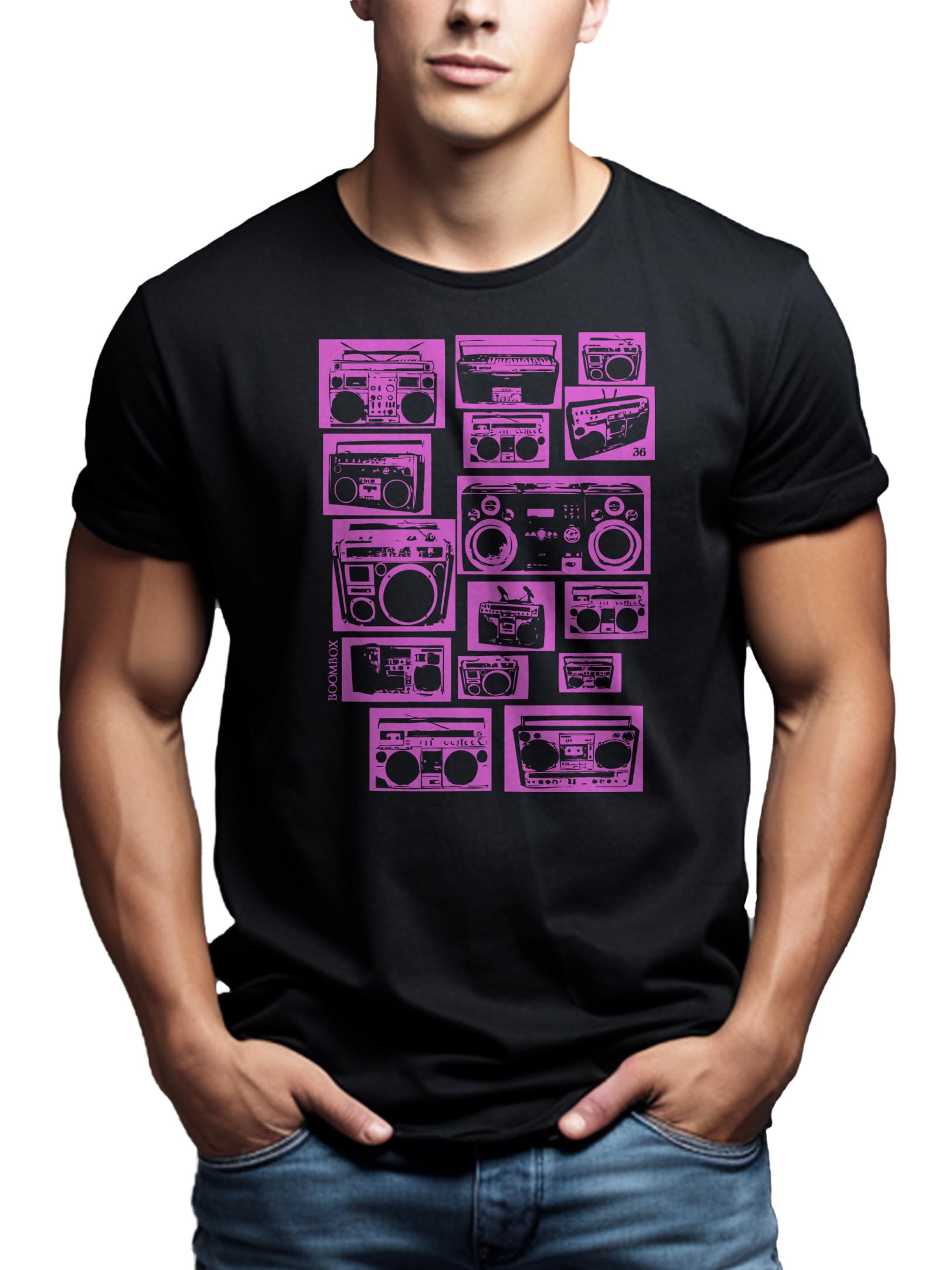 MAKAYA Ghettoblaster T-Shirt Uomo Cotone Taglia M
