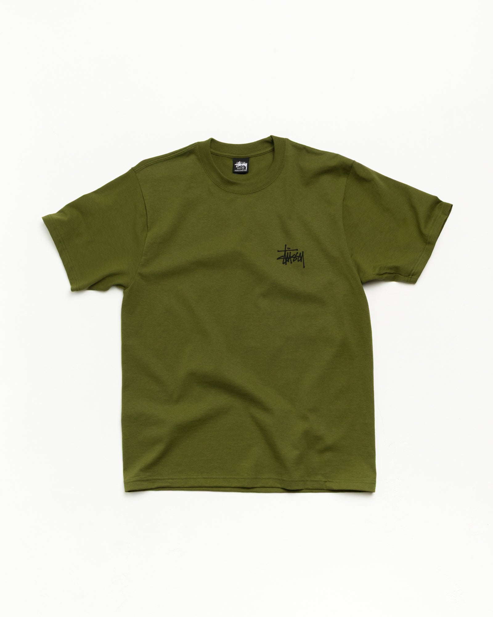 Stussy Basic Tee maglietta oliva cotone relaxed fit
