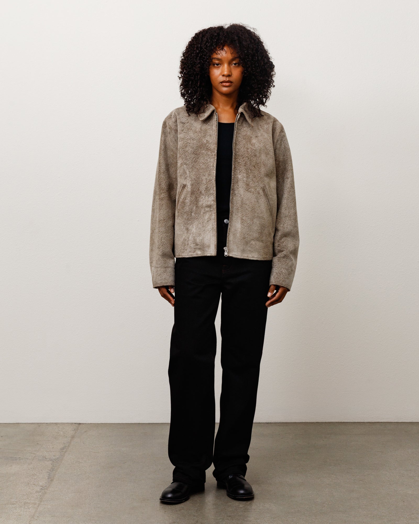 Stussy Garage Jacket giacca pelle suede trapuntata