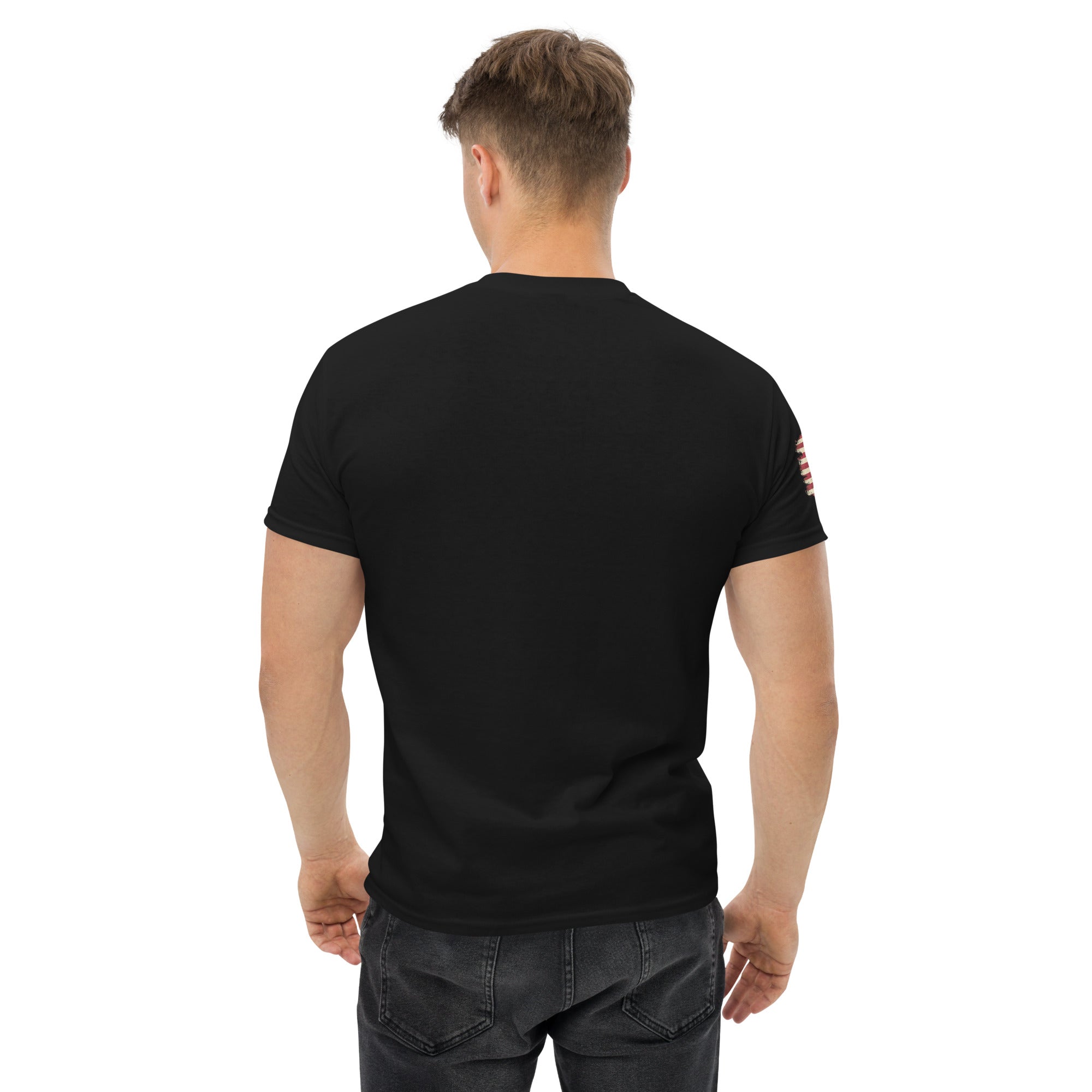 7.62 Design US Flag Warning T-Shirt uomo nera cotone taglia L