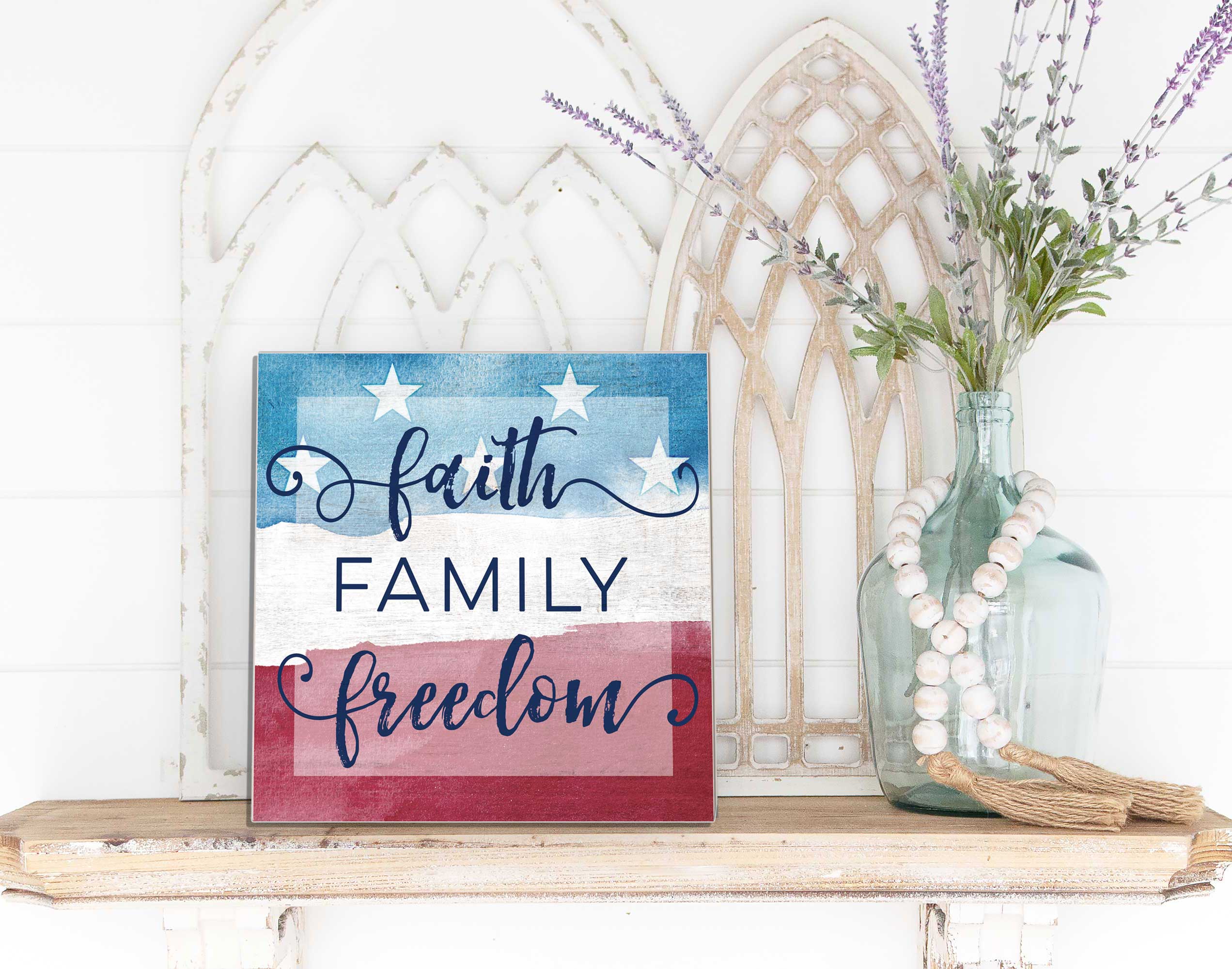 7.62 Design Faith Family Freedom Targa Parete 10x10 Patriottica