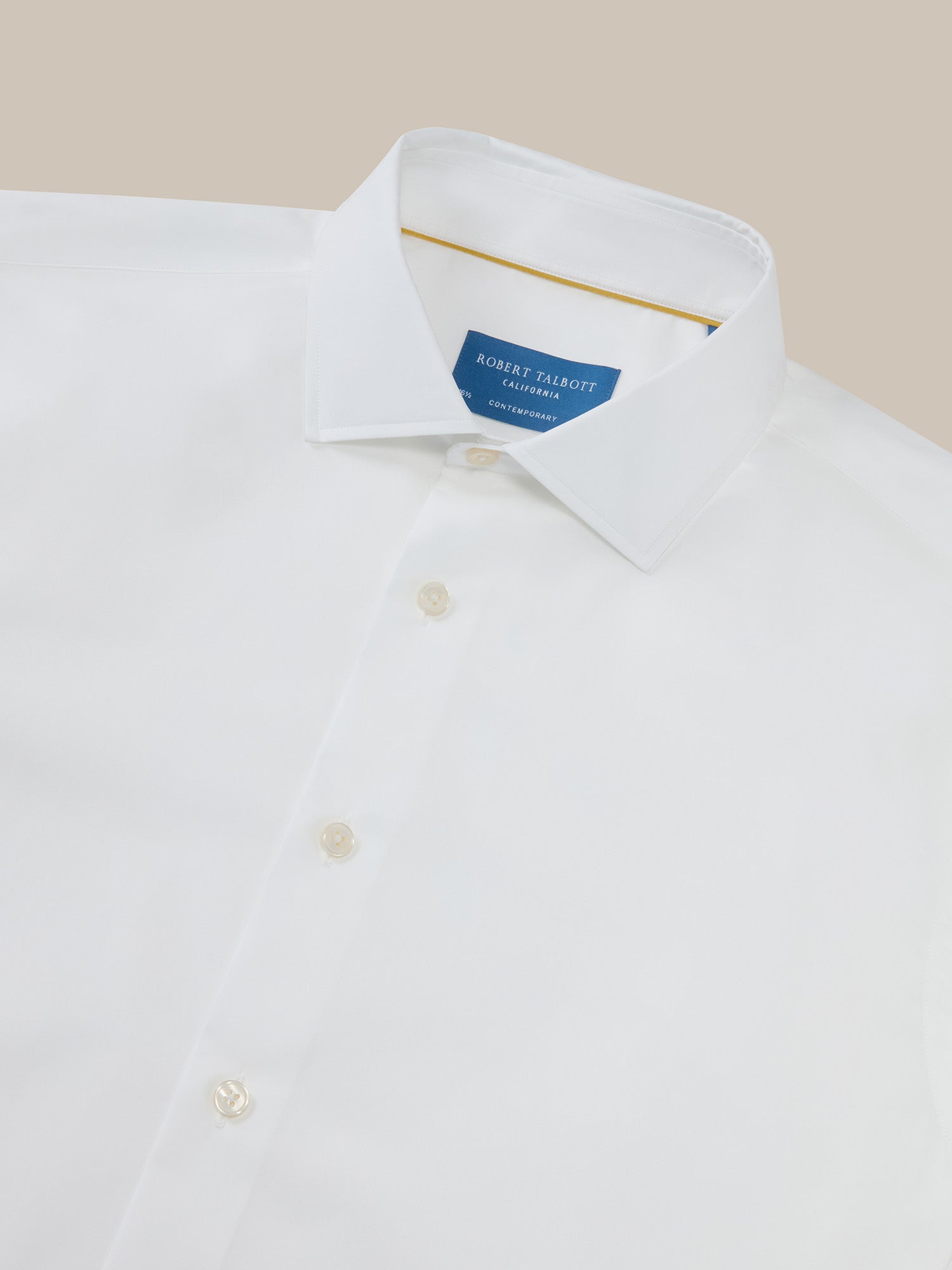 Robert Talbott Reynolds Poplin Camicia Bianca Cotone Italiano