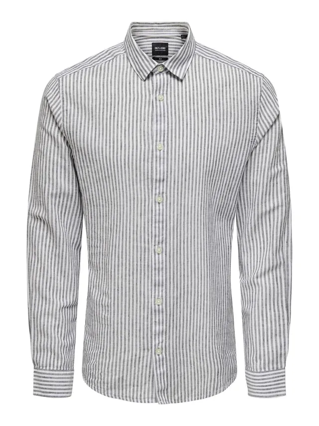 ONLY & SONS Camicia Onscaiden Stripe Linen Uomo Lino Righe