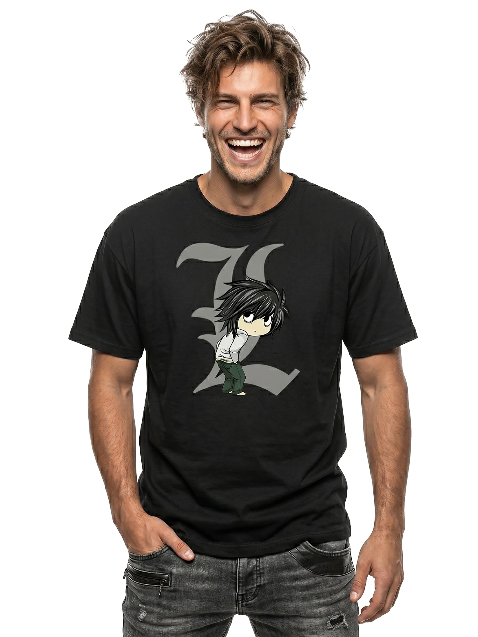 Makaya Death by Ryuk T-Shirt Uomo Nera Cotone Anime
