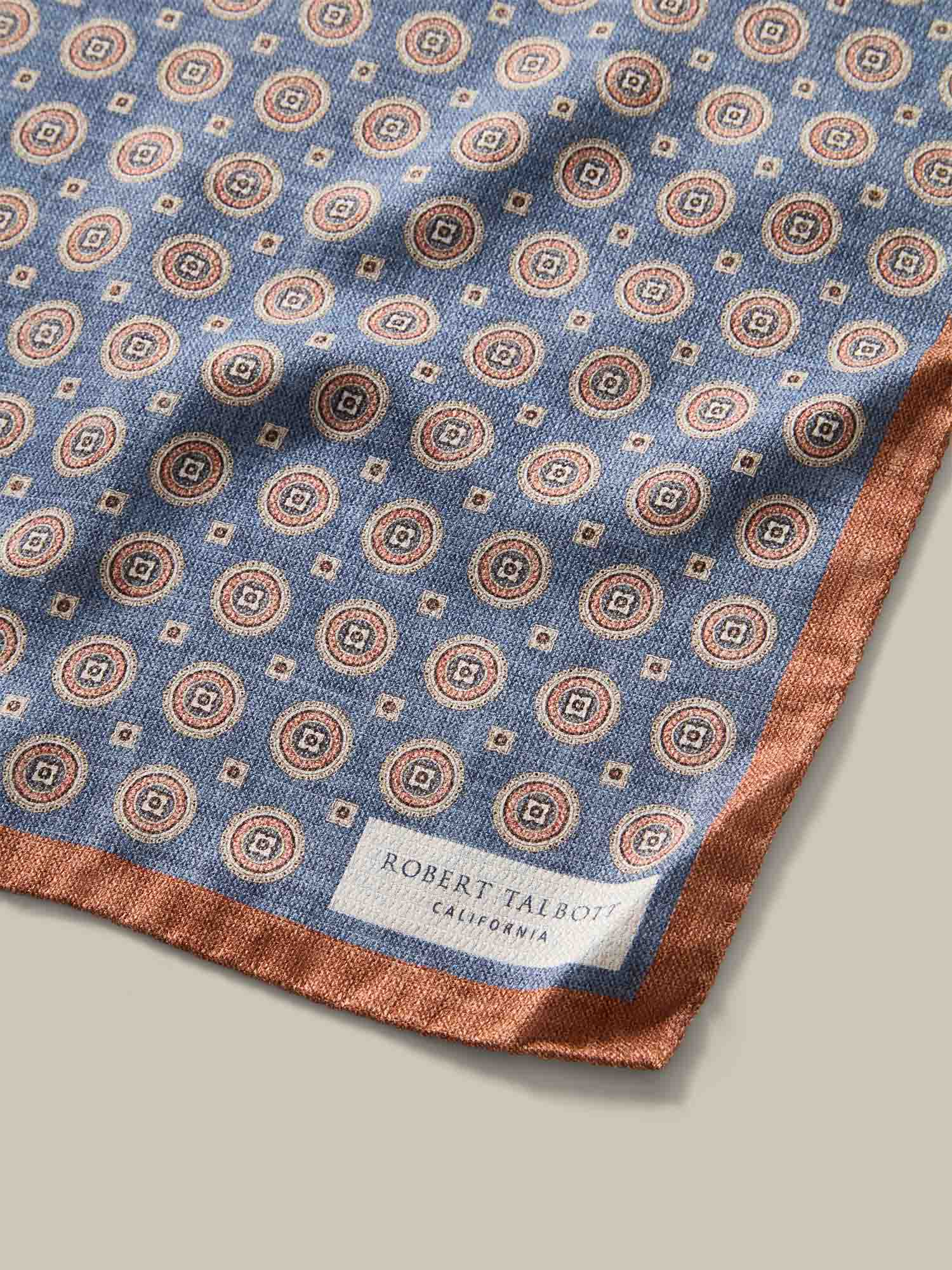 Robert Talbott Colton fazzoletto seta blu reversibile