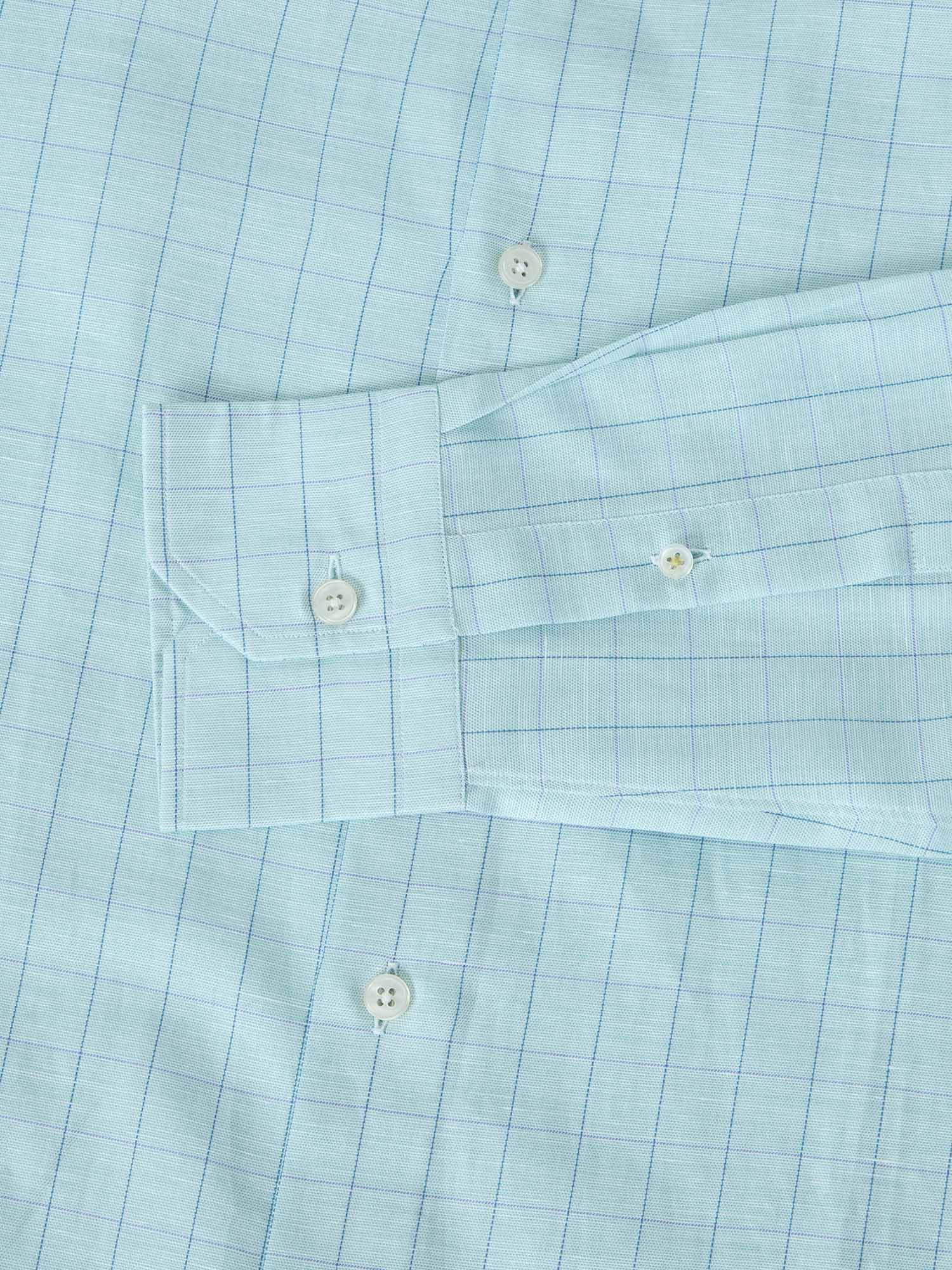 Robert Talbott Reynolds camicia cotone lino verde quadri