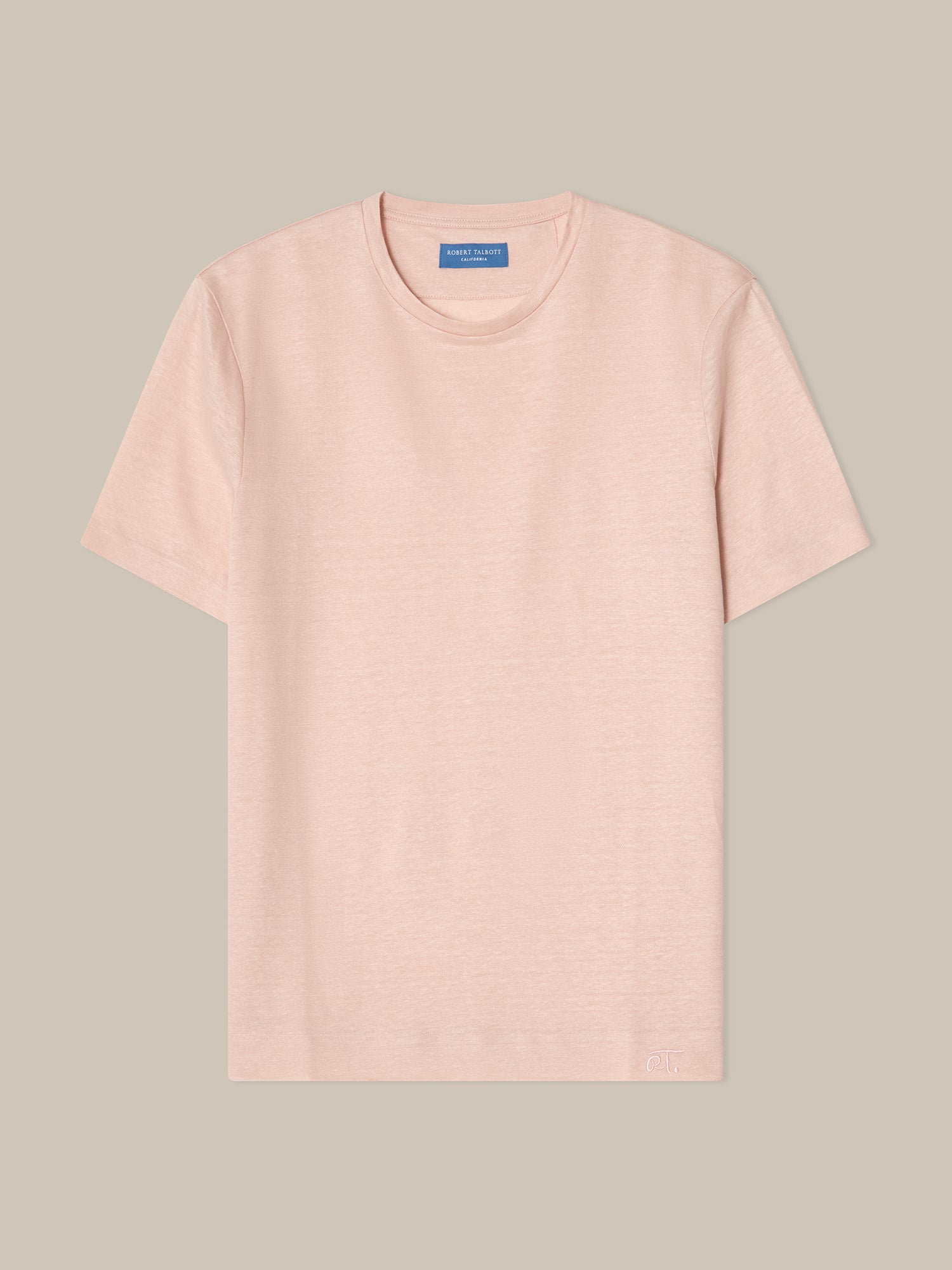 Robert Talbott Davis Linen T-shirt uomo Pink in lino piquet