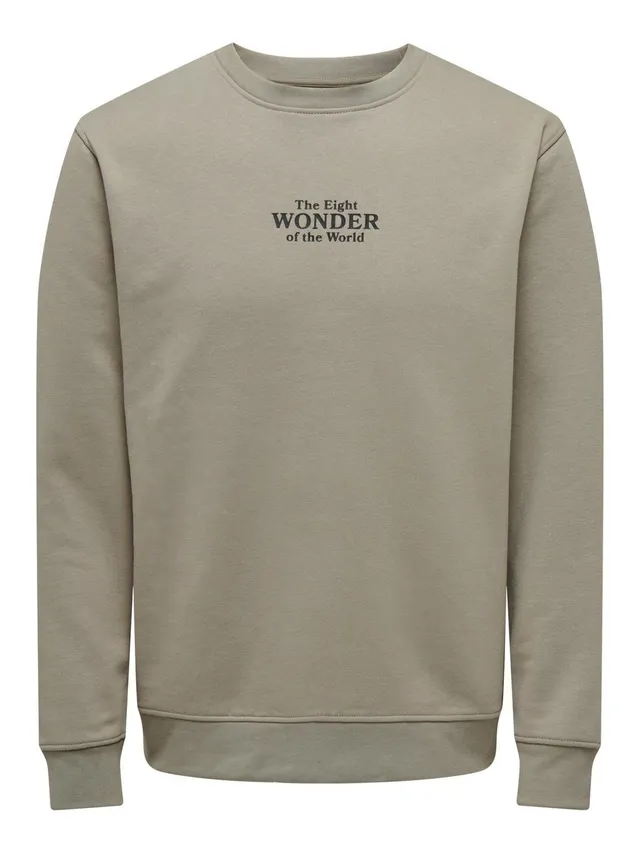ONLY & SONS Onscelebrity felpa uomo khaki girocollo