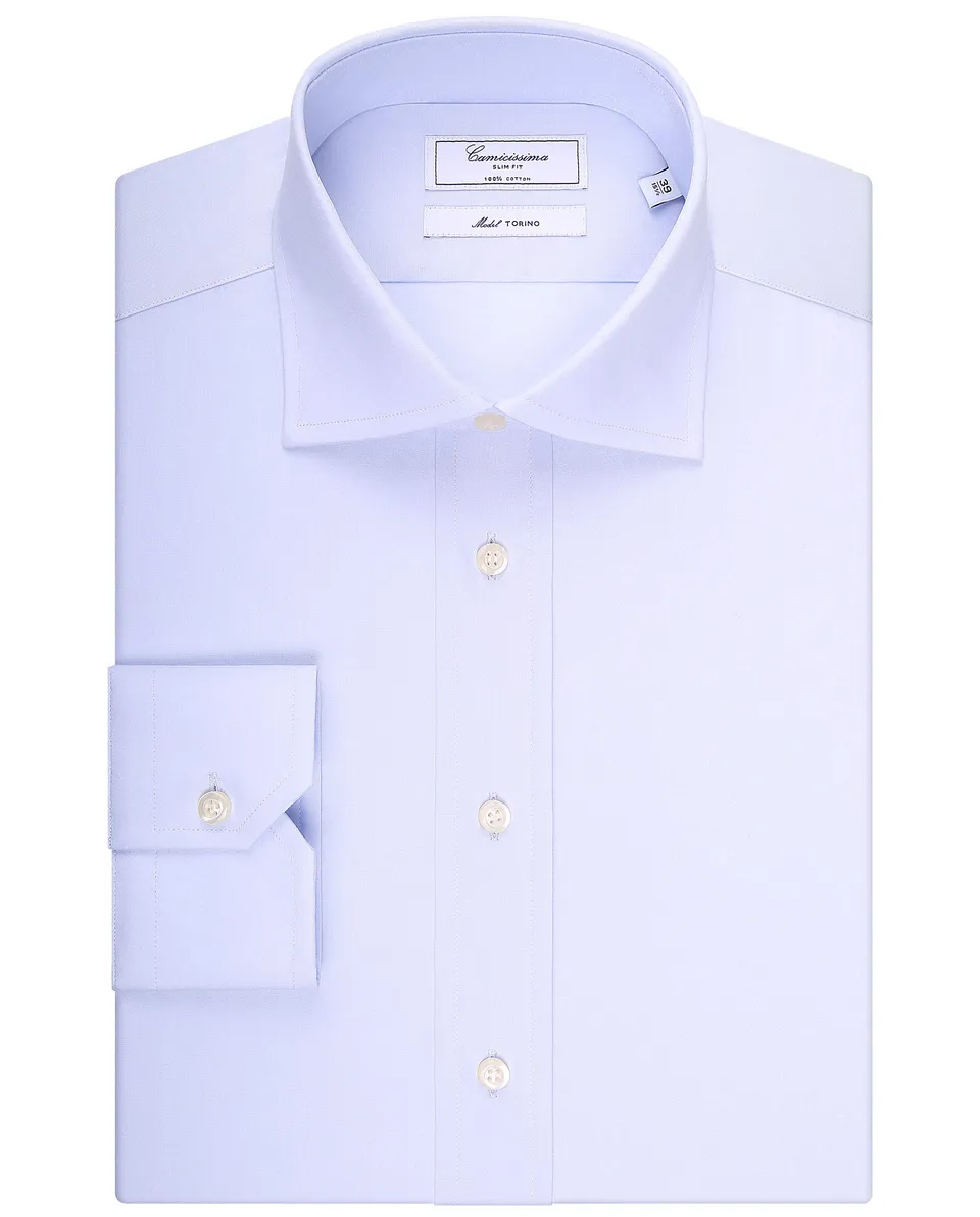 Camicissima Permanent Camicia Uomo Azzurra Slim Manica Lunga