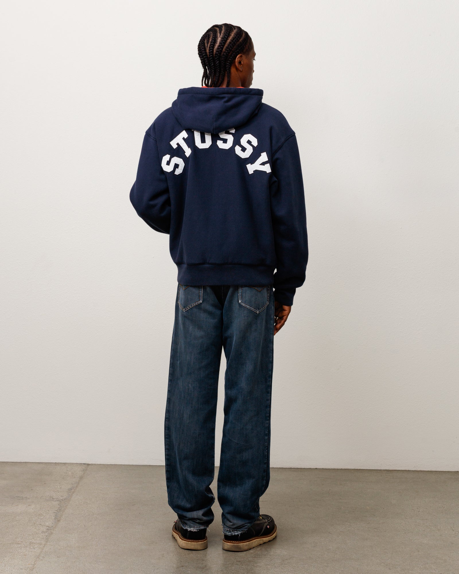 Stussy Zip Sweats Double Faced Zip Hoodie felpa Navy 360 gsm