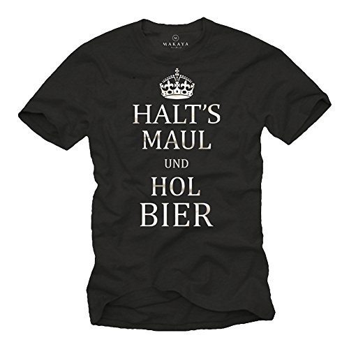 MAKAYA Zitto Birra T-Shirt Uomo L Cotone Divertente