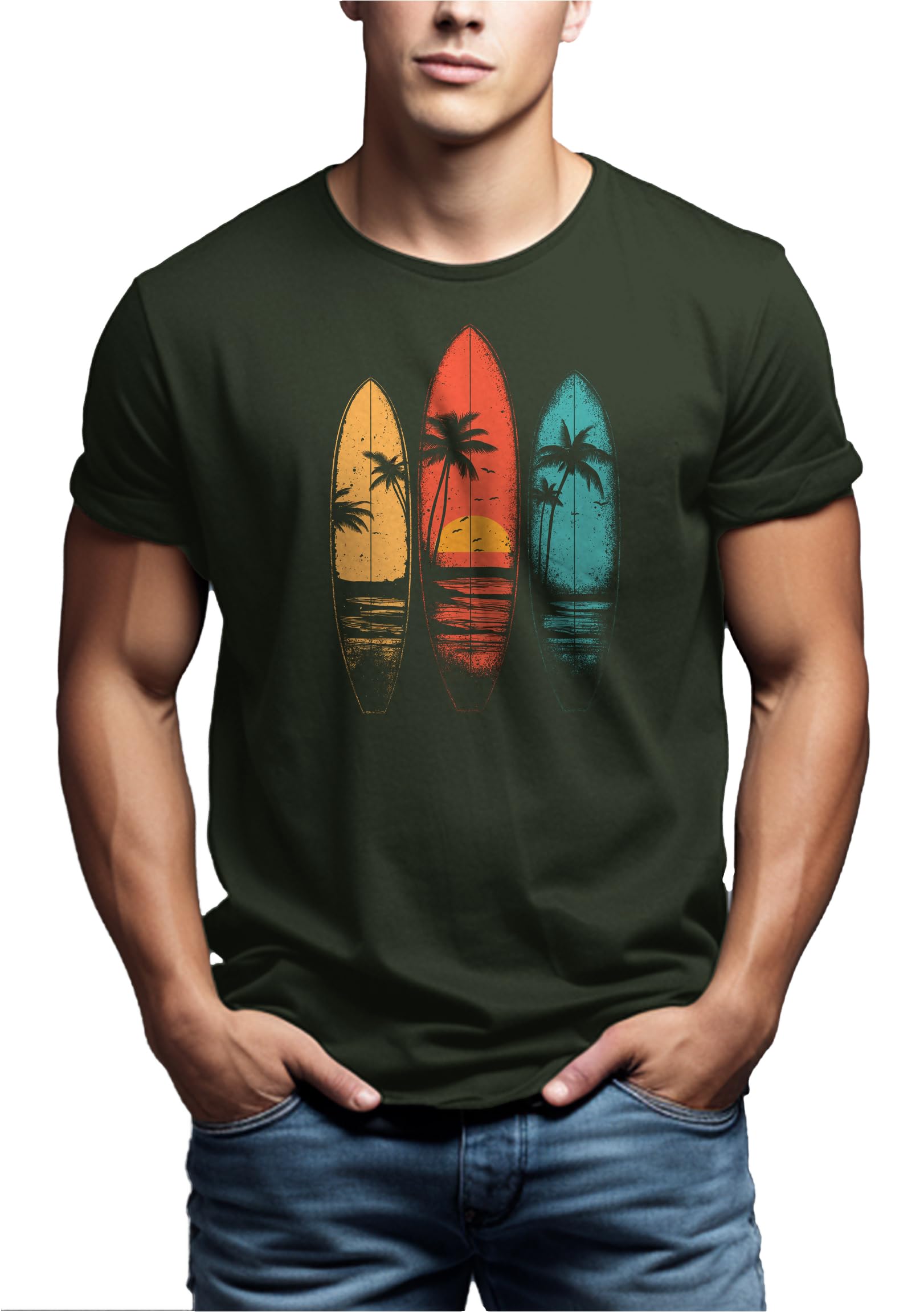 MAKAYA T-Shirt Uomo Surf Maglietta California Nera XL Cotone