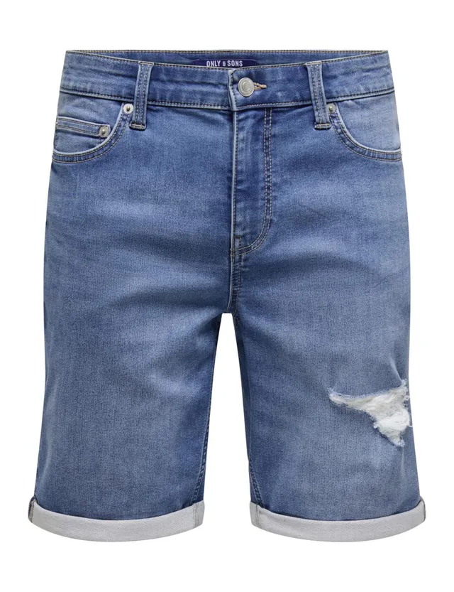 Only & Sons Onsply Destroy Shorts Denim M Blu