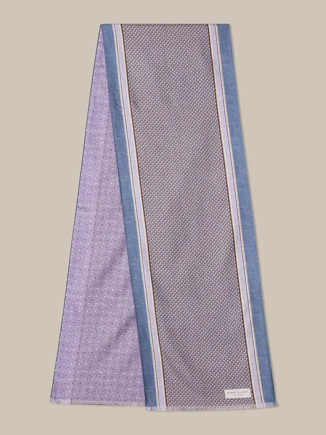 Robert Talbott Niven sciarpa seta lilla houndstooth OS