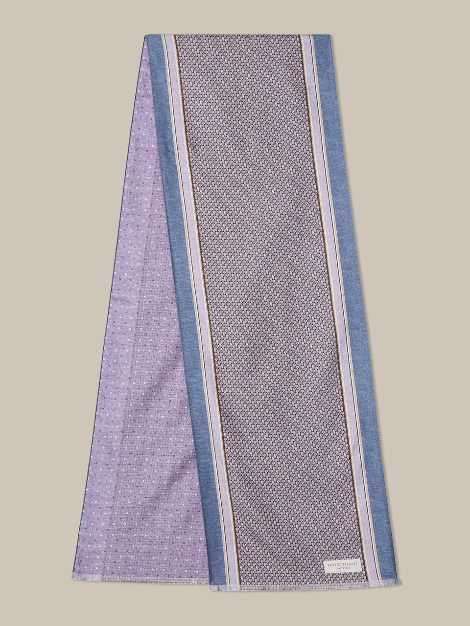 Robert Talbott Niven sciarpa seta lilla houndstooth OS