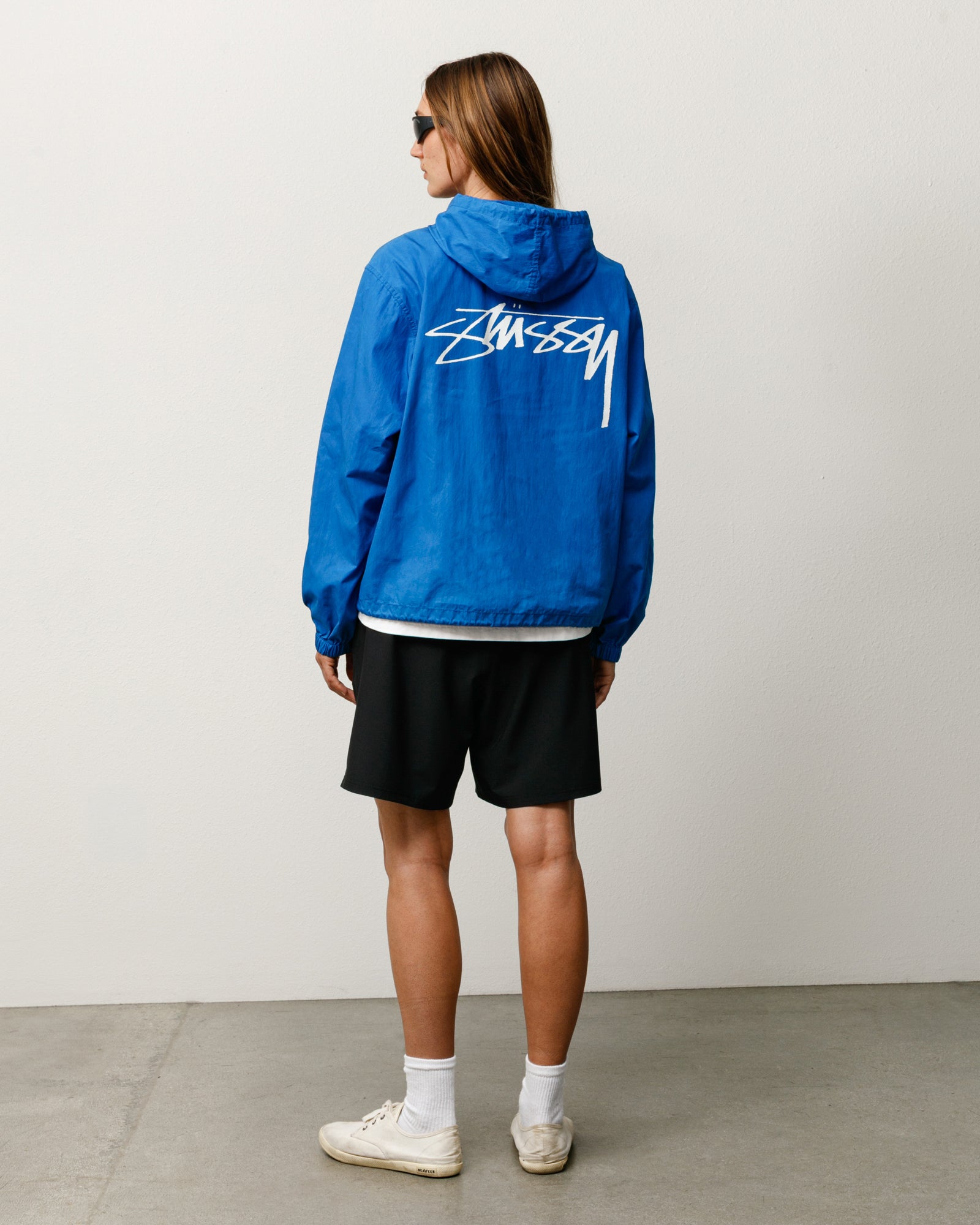 Stussy Shell Cotone Cerato giacca blu cappuccio