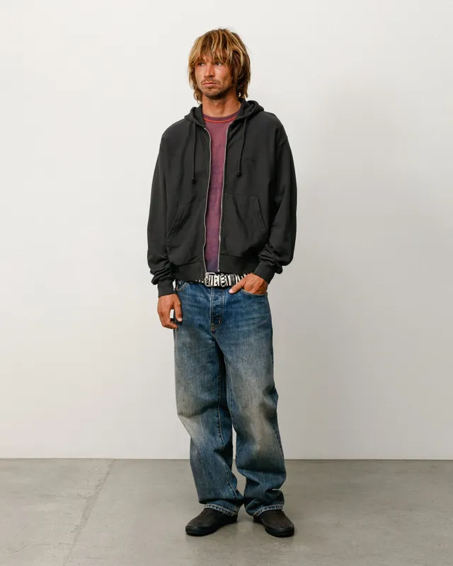 Stussy Lightweight Terry Zip Hoodie felpa black cotone