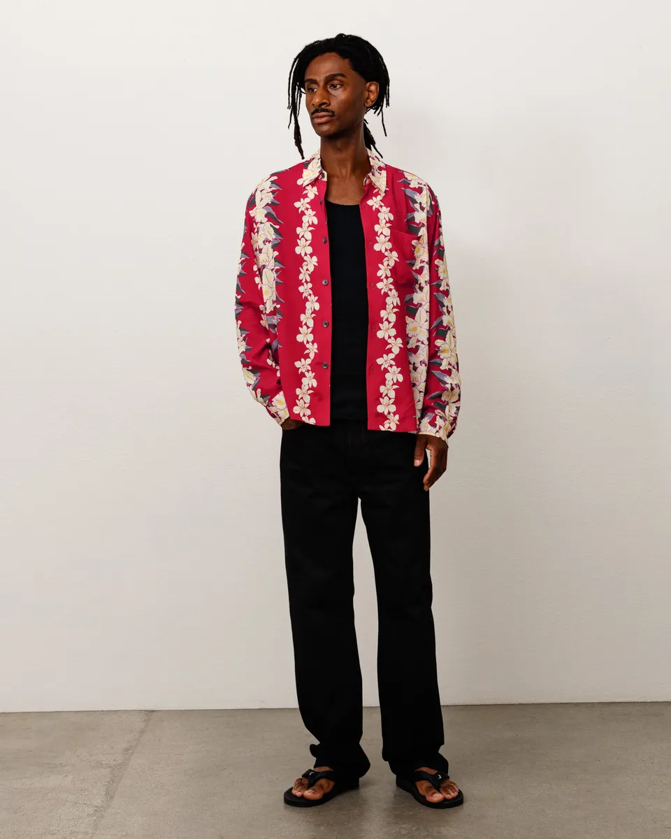 Stussy Hawaiian Floral Shirt Camicia Red 100% Viscosa